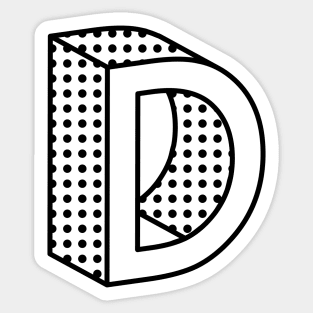 3D Ben Day Dot Isometric Letter D Sticker